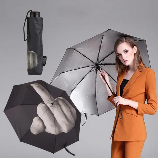 Rain Middle Finger Umbrella Women Umbrella Men Windproof Folding Personality Black Middle Finger Umbrellas Parasol Women 10 Bone
